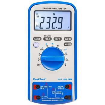 PeakTech 3415 Digitale multimeter ~ 6.000 counts ~ 1000V AC / DC ~ 10A AC / DC met TrueRMS & USB