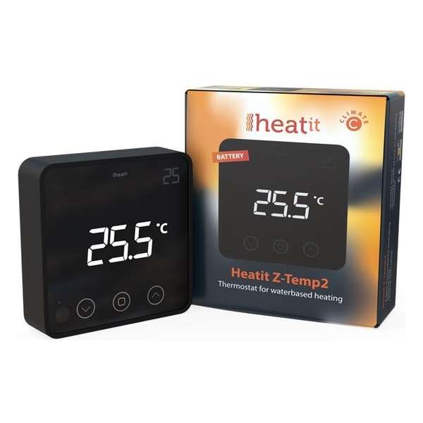 Heatit Z-Temp2 Draadloze Z-wave Plus thermostaat zwart