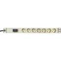 Basic 19-7PDU-OSW, 1U PDU Stekkerdoos 7 voudig zonder schakelaar met overspanningsbeveiliging 19 inch, 2 meter kabel, wit