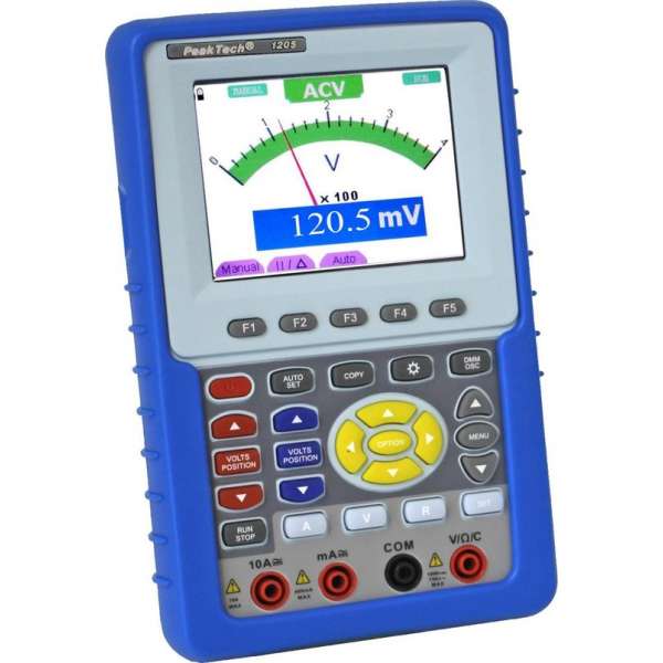 PeakTech 1205 20 MHz / 2 CH ~ 100 MS / s ~ Handheld -Oscilloscoop met digitale multimeter