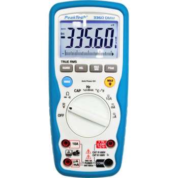 Peaktech 3360: Digitale multimeter ~ 40.000 tellingen ~ 1000V AC / DC ~ 10A AC / DC - IP67 met TrueRMS