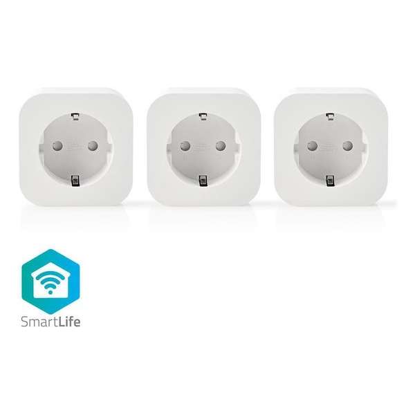 Wi-Fi Slimme Stekker, 3 stuks, 2500 Watt, Schuko / Type-F (CEE 7/7), -10 - 45 °C, Smartphone App, , Wit