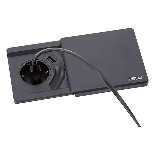 Schulte Evoline Square stopcontact inbouw contactdoos met USB lader Nederlands zwart