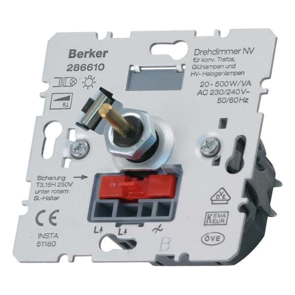 Berker Dimmer Inbouw 600W Halogeen Druk-Wissel Element