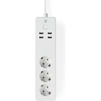 Wi-Fi Smart Stekkerdoos 3x Schuko Type F | 4x USB | 16 A