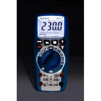 Peaktech 3443: Digitale multimeter ~ 6.000 counts ~ 1000V AC / DC ~ IP67 met verlichte functieknoppen