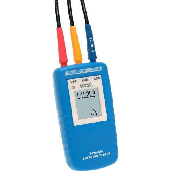 PeakTech 2530 Driefasenrotatietester met LCD-display