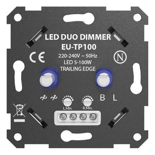 Ratio - LED duo dimmer - LED 5-100W - incl. afdekplaat