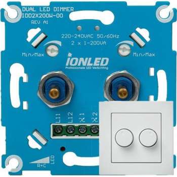 DUO LED Dimmer | Helderwitte Afdekplaat | 2x0.3-200 Watt | ION INDUSTRIES