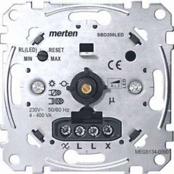 Merten MEG5134-0000 Dimmer (inbouw) Geschikt voor lampen: Gloeilamp, Halogeenlamp, LED-lamp Aluminium