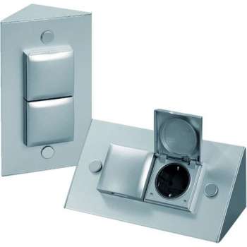 Doeco Energie-hoekzuil. Aluminium stopcontact/contactdoos