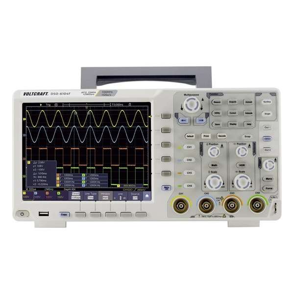 Voltcraft Dso-6104F Digitale Oscilloscoop 100 Mhz 4-Kanaals 1 Gsa/S 40000 Kpts 8 Bit Digitaal Geheugen (Dso) Functiegenerator