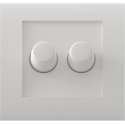 CALEX - LED DUO Dimmer - Dubbele Inbouwdimmer - Dubbel Knop - 3-70W - Incl. Afdekraam - Wit