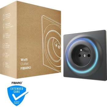 FIBARO Walli Outlet type E - Slimme inbouw stekker voor BE / FR - Antraciet - Z-Wave Plus