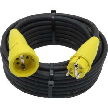 Verlengsnoer - 10 meter - 3G2.5 - Neopreen - IP44 - Randaarde - Gele stekkers - Verlengkabel