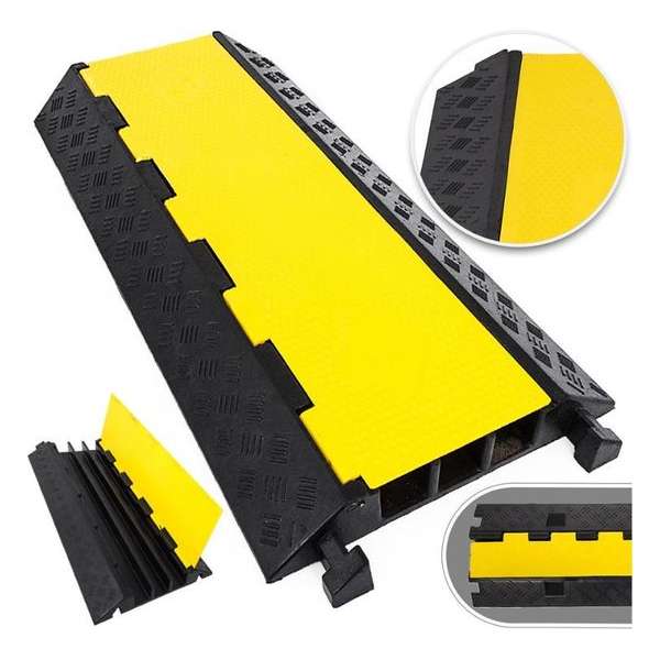 Dexters® Kabelbeschermer Drempel | 3 Tunnels | Rubber | Speed Bump | 93 cm