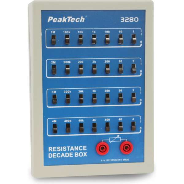 PeakTech 3280 Weerstandsdecadebox met schuifschakelaar ~ 1 Ω ... 11,111 MΩ