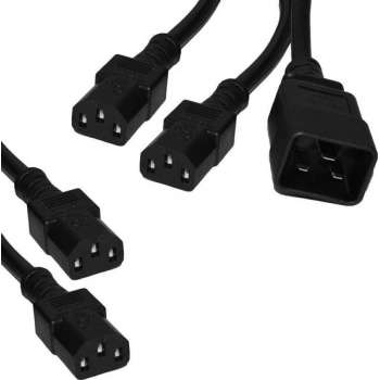 E&T Powercables C20 naar 4x C13 apparaat Y-snoer - 3x 1,00mm / zwart - 3 meter