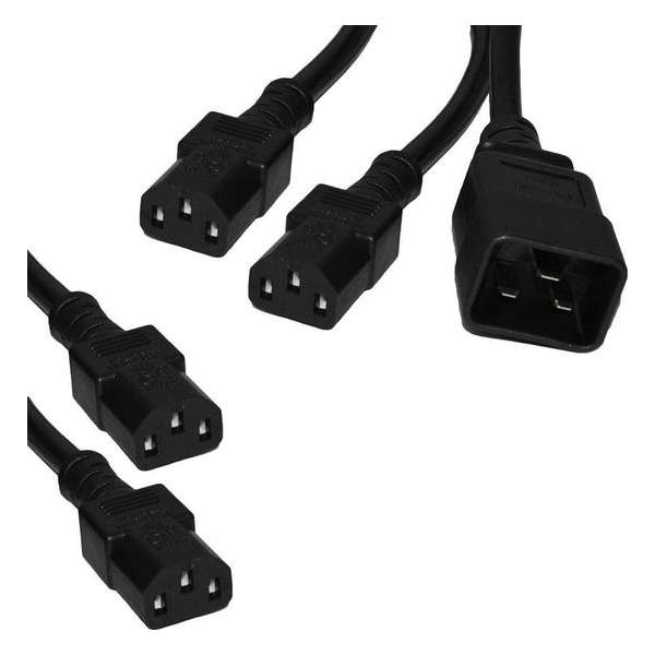 E&T Powercables C20 naar 4x C13 apparaat Y-snoer - 3x 1,00mm / zwart - 3 meter