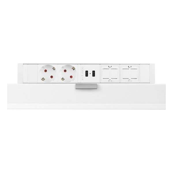 Filex Power Desk Up® - 2x 230V, 2x Usb charge, 2x keystone - Wit