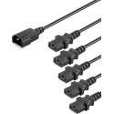 E&T Powercables C14 naar 5x C13 apparaat Y-snoer - 3x 1,00mm / zwart - 3 meter