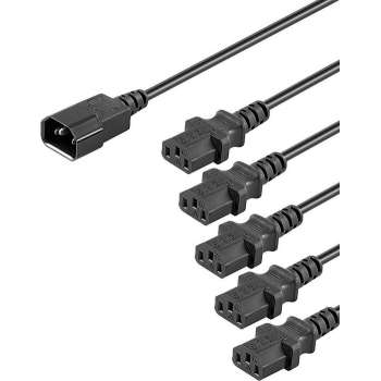 E&T Powercables C14 naar 5x C13 apparaat Y-snoer - 3x 1,00mm / zwart - 3 meter