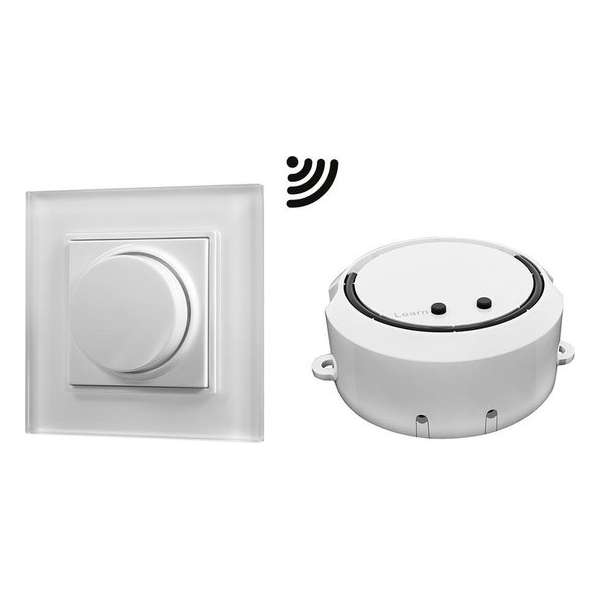 HOFTRONIC - Draadloze LED muurdimmer met draaiknop - Maximale belasting 100 Watt - Met afstandsbediening - Opbouw