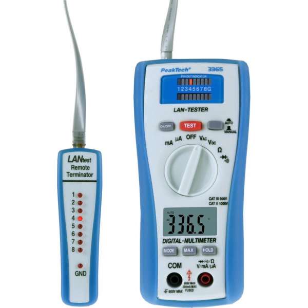 PeakTech 3365 Digitale multimeter ~ 2.000 counts ~ 600V AC / DC ~ 200mA AC / DC - met LAN - tester