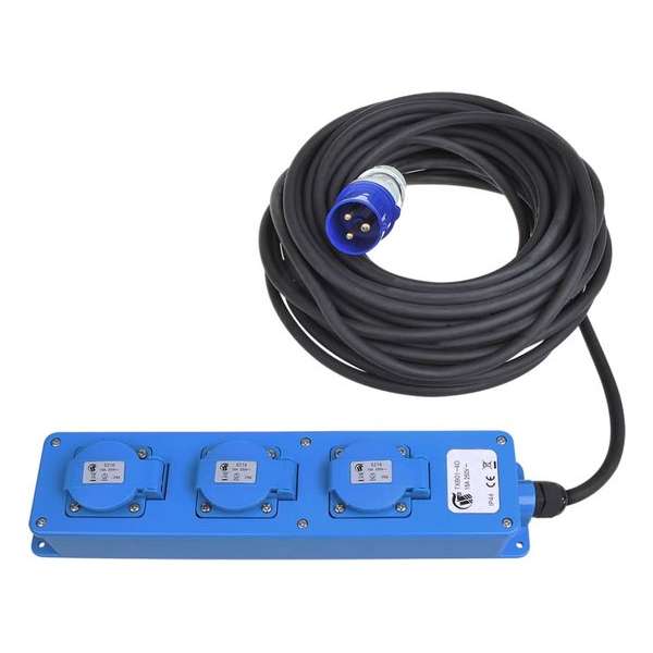 Pro+ CEE 3-Weg Stekkerdoos 20 Meter (2x Schuko + 1x 2-USB)