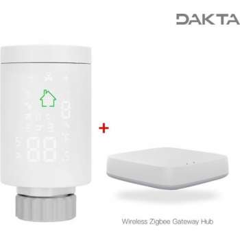 Dakta® Slimme radiatorkop | Incl. gateway | Werkt met Alexa | Draadloos | Aansturen via app | Thermostaat | Smart knop