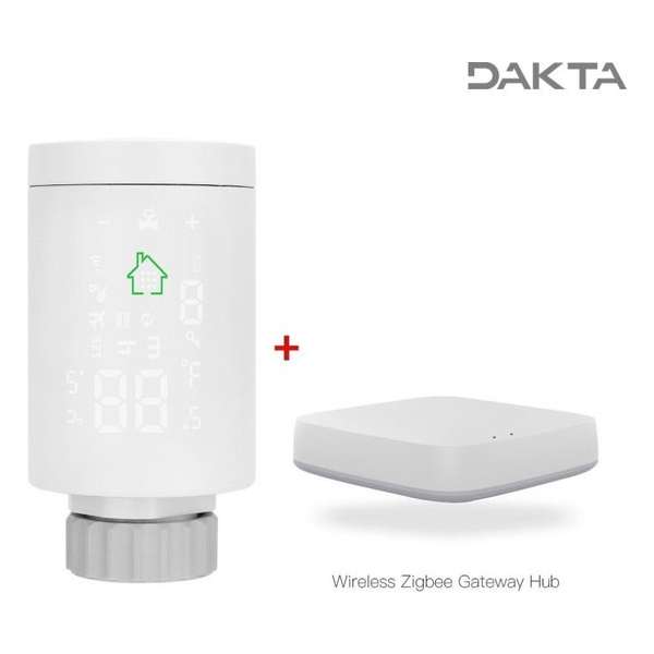 Dakta® Slimme radiatorkop | Incl. gateway | Werkt met Alexa | Draadloos | Aansturen via app | Thermostaat | Smart knop