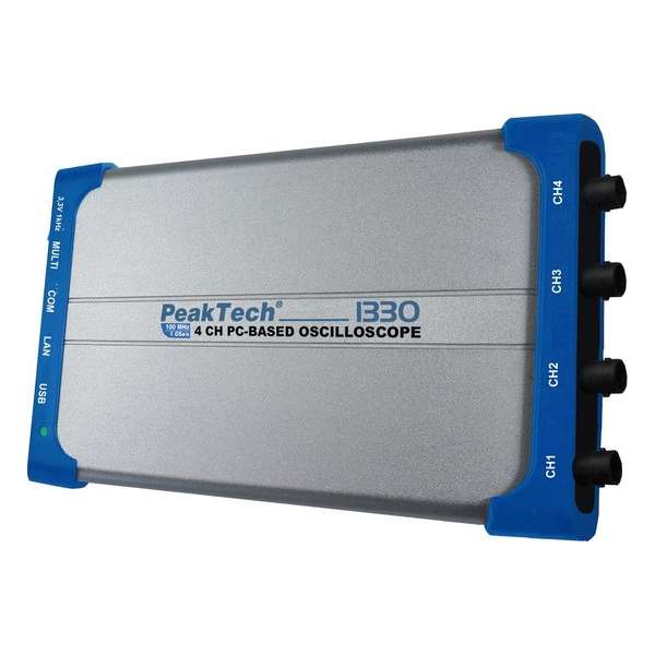 PeakTech 1330 100 MHz / 4-CH, 1 GSa / s pc-gebaseerde oscilloscoop met USB, LAN