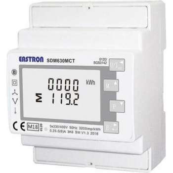 SDM630 Modbus CT MID - 3 Fase kWh voor stroomspoelen met Modbus (MID gekeurd)