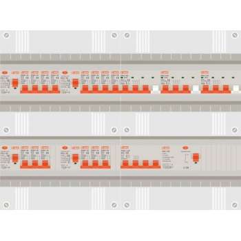 3 fase groepenkast met 14 licht groepen en 3 krachtgroepen