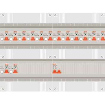 1 fase groepenkast met 14 aardlekautomaten