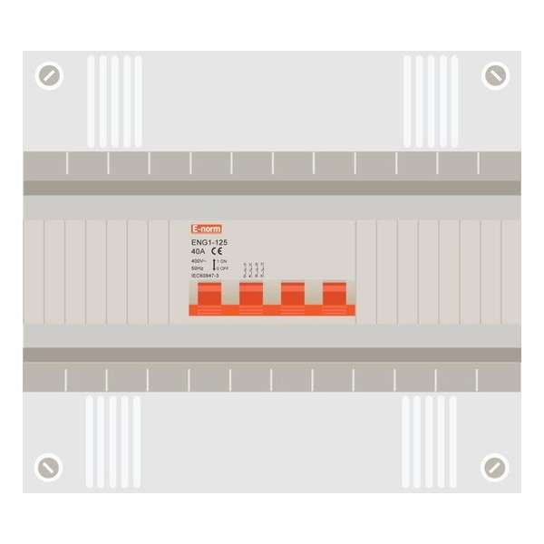 Hoofdschakelaar 4p 63a in 12 modulen kast met buisinvoer