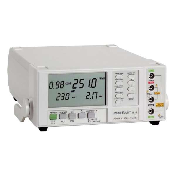 PeakTech 2510 Power analyzer met RS-232 C-interface met een resolutie van 0,1 W