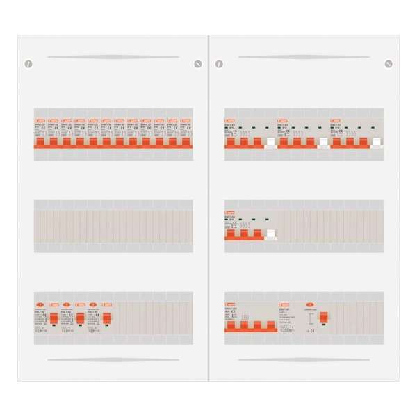3 fase bedrijfsverdeler 40A met 12 licht groepen en 4 krachtgroepen