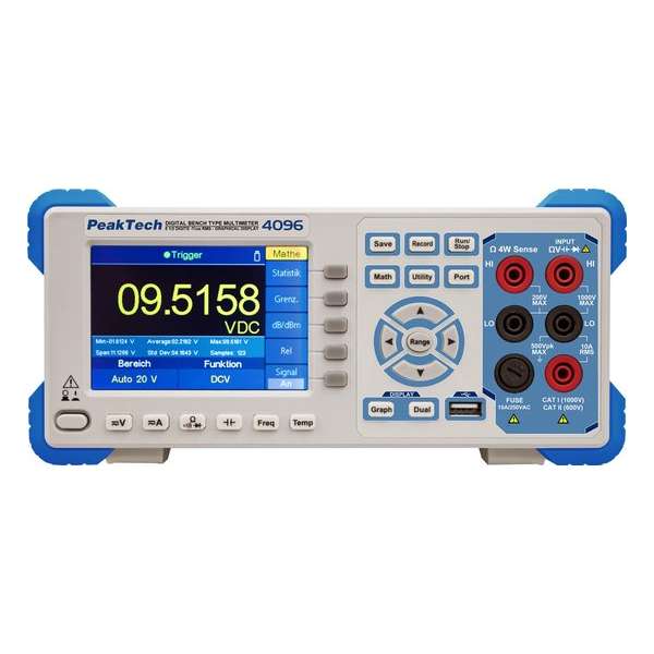 PeakTech 4096 Grafische bankmultimeter ~ 200.000 tellingen ~ met TFT, datalogger, RS-232, LAN, USB