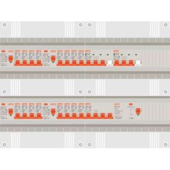 3 fase groepenkast met 16 licht groepen en 2 krachtgroepen