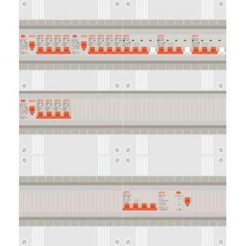 3 fase groepenkast met 12 licht groepen en 3 krachtgroepen