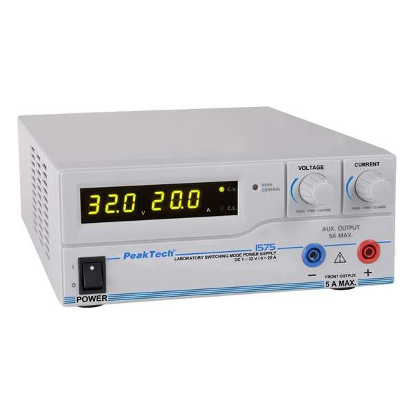 Peaktech 1575: Schakelmodus laboratorium Voeding DC 1 - 32 V / 0 - 20 A met USB