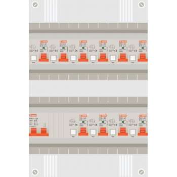 1 fase groepenkast met 10 aardlekautomaten