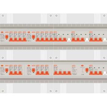 3 fase groepenkast met 14 licht groepen en 4 krachtgroepen