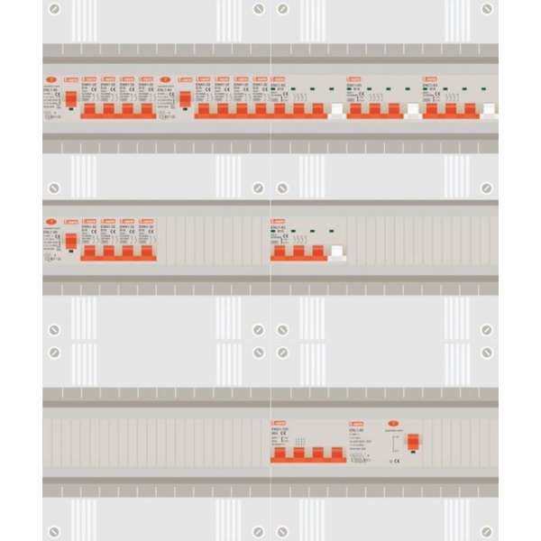 3 fase groepenkast met 12 licht groepen en 4 krachtgroepen