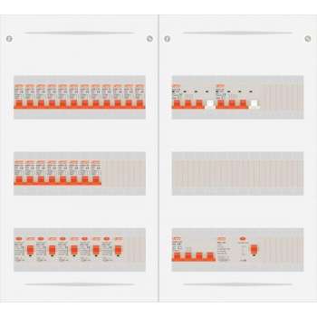 3 fase bedrijfsverdeler 40A met 20 licht groepen en 2 krachtgroepen