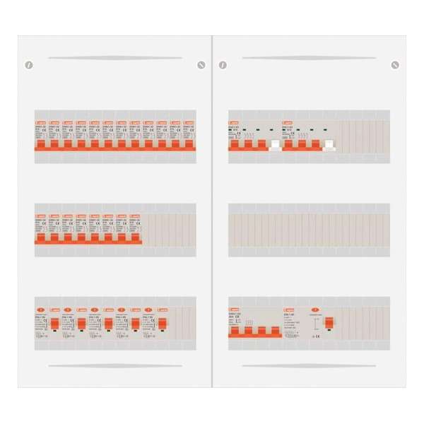 3 fase bedrijfsverdeler 40A met 20 licht groepen en 2 krachtgroepen