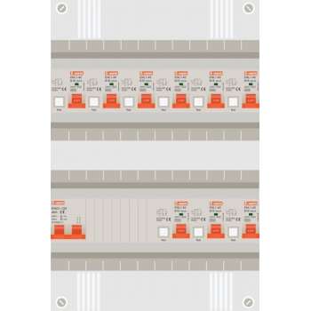 1 fase groepenkast met 9 aardlekautomaten