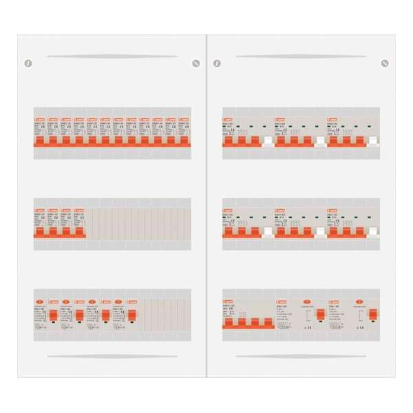 3 fase bedrijfsverdeler 40A met 16 licht groepen en 6 krachtgroepen