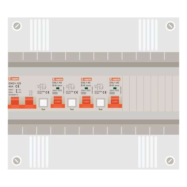 1 fase groepenkast met 3 aardlekautomaten